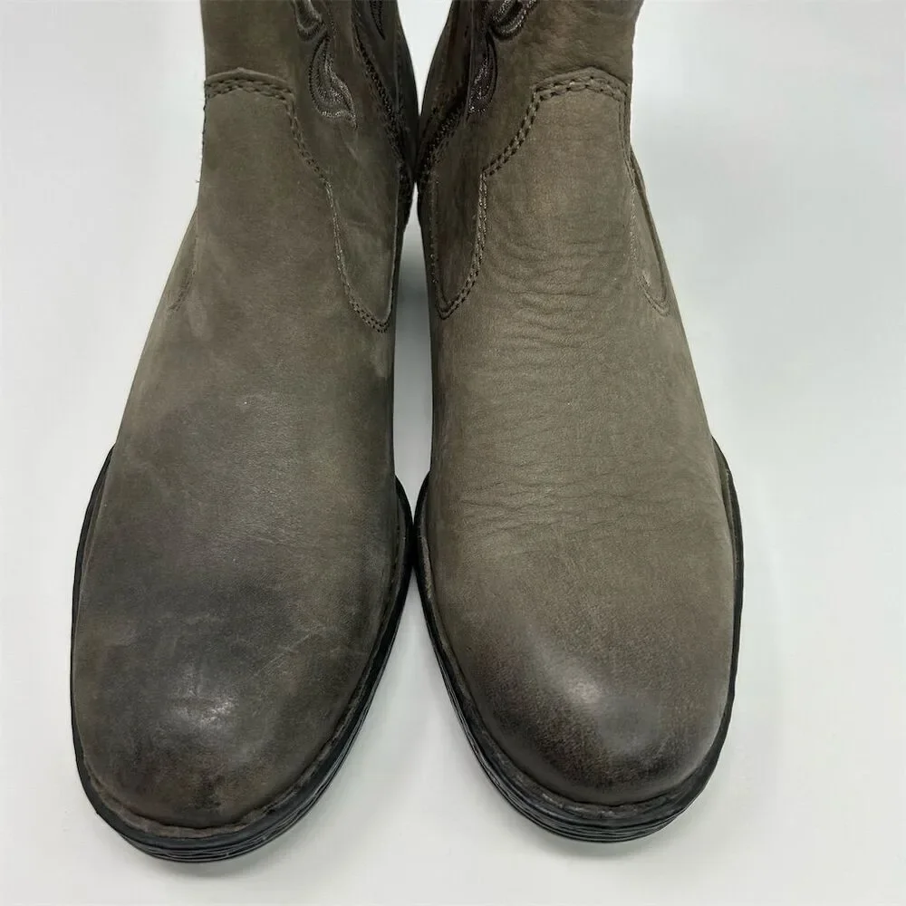Born Women's Riven Western Ankle Boots Gray Leather Size 10 Embroidered Quality - Picture 7 of 14